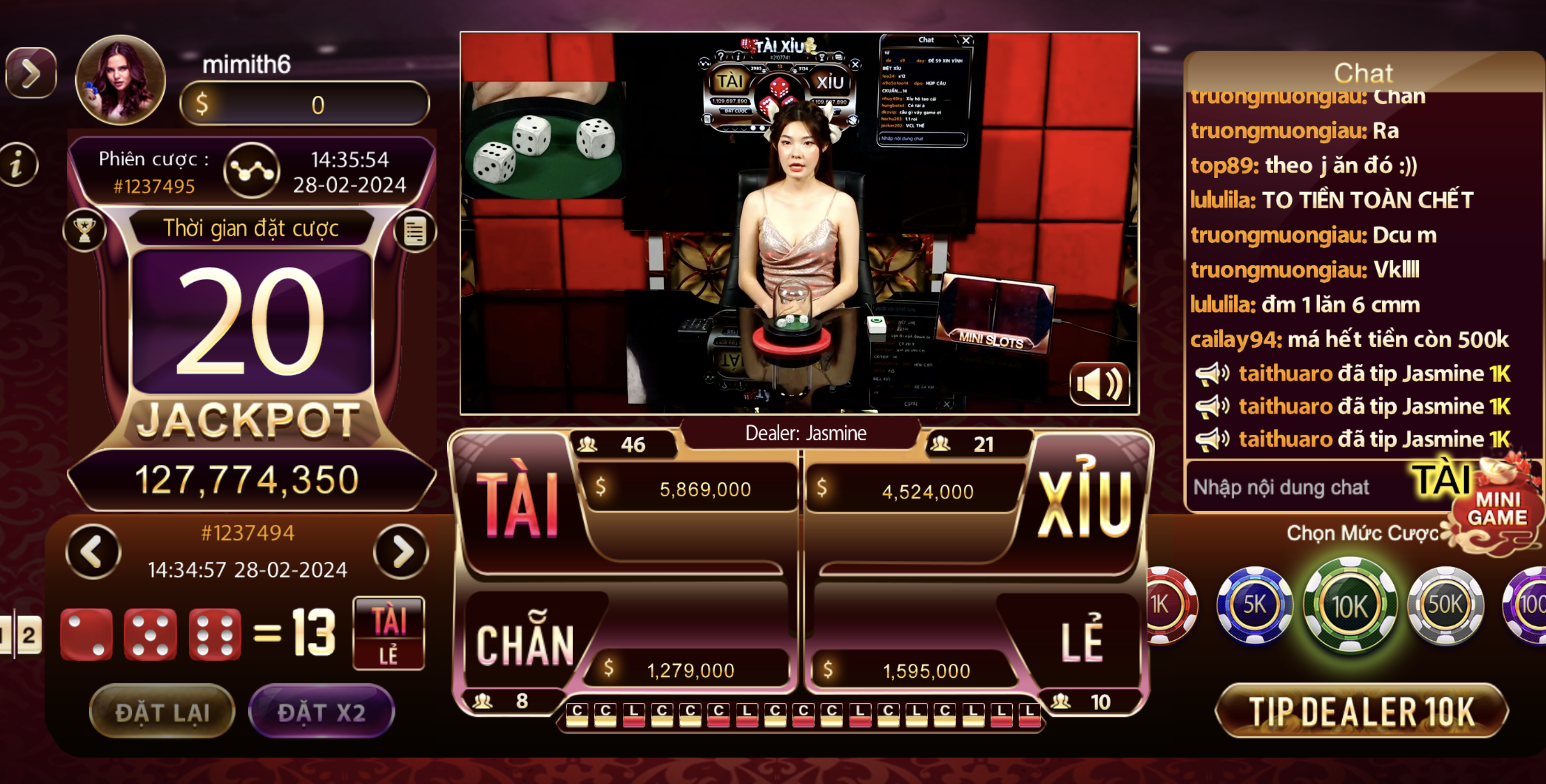 Game live casino Zowin